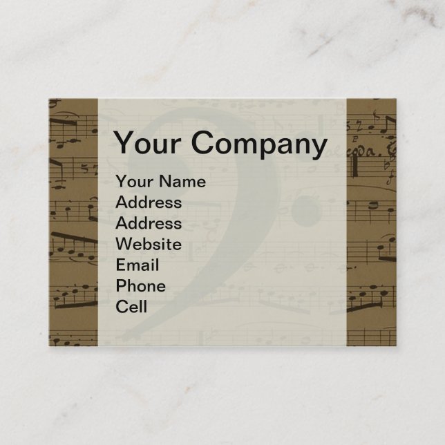 Carte De Visite Musical Treble Clef Sheet Musique Classique (Devant)