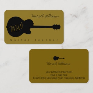 Carte de visite musicien avec une guitare noire