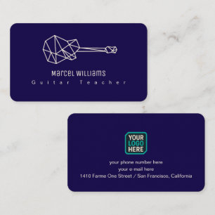 Carte de visite Musicien Bleu Guitare & Logo