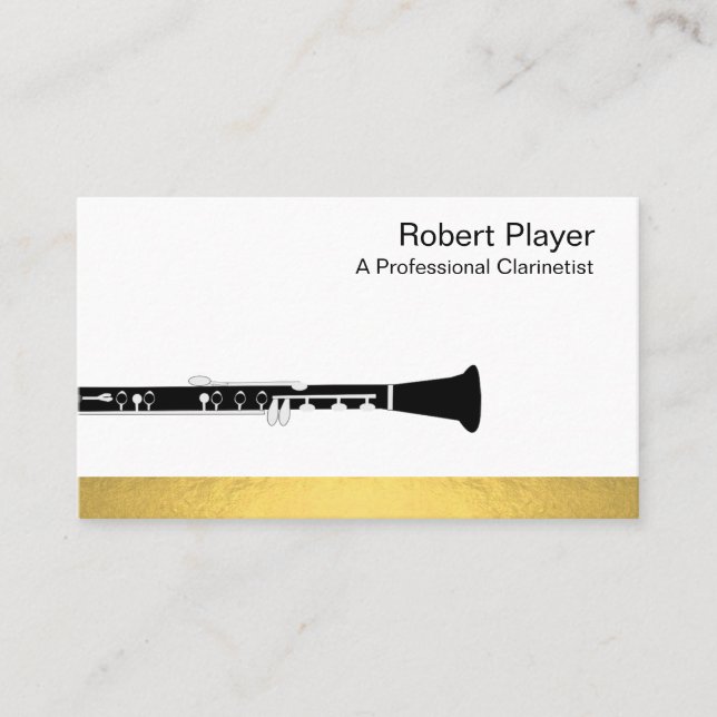Carte De Visite Musicien Clarinet Player Audio Gold Sound Waves (Devant)