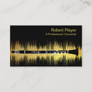 Carte De Visite Musicien Clarinet Player Audio Gold Sound Waves