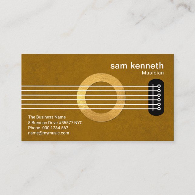 Carte De Visite Musicien créatif de guitare Gold Sound Hole (Devant)