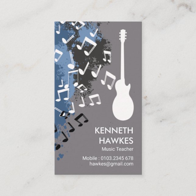 Carte De Visite Musicien de Guitar Riff Notes musicales (Devant)