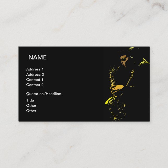 Carte De Visite Musicien de jazz (Devant)