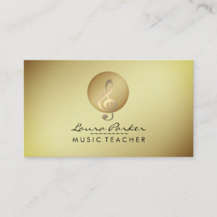Carte De Visite Musicien de note musicale d'or de professeur de