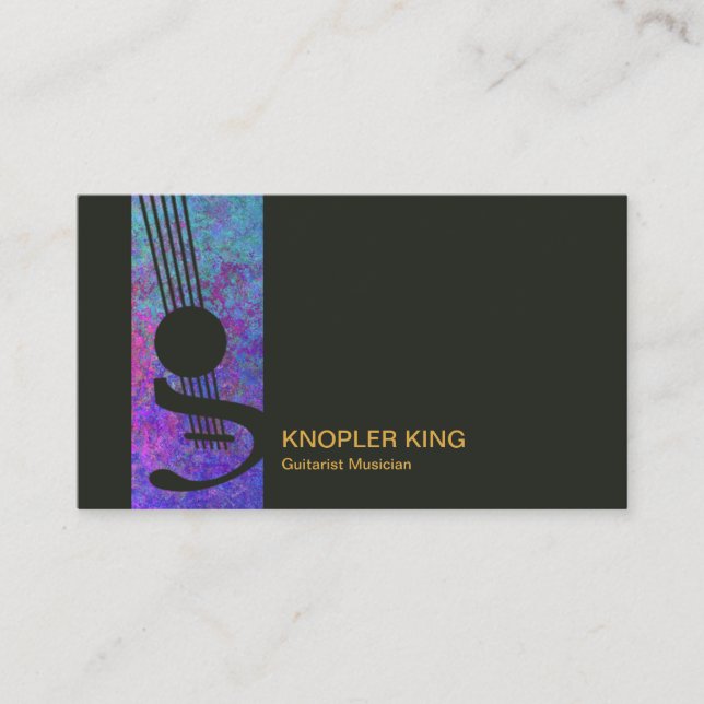 Carte De Visite Musicien grunge bleu élégant de guitare créative (Devant)