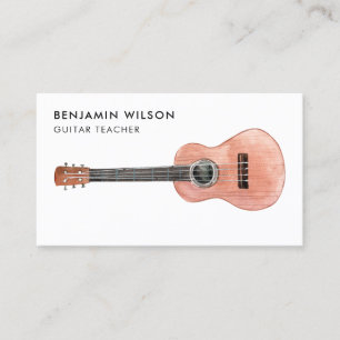 Carte De Visite Musicien Guitar Enseignant Aquarelle