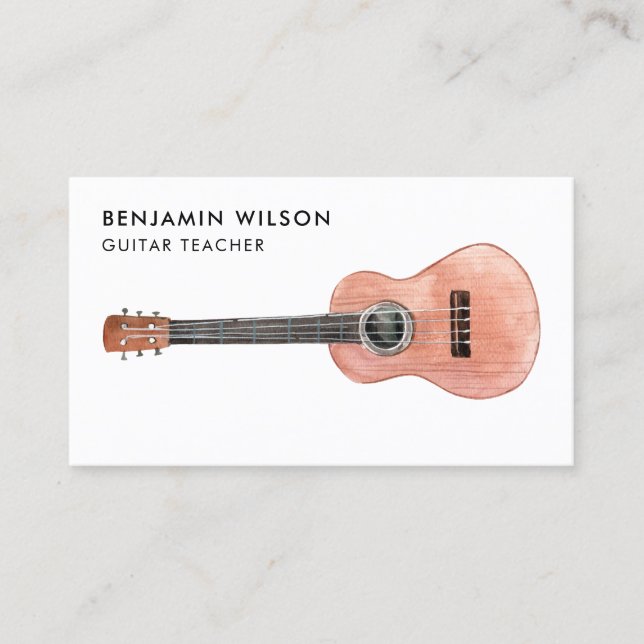 Carte De Visite Musicien Guitar Enseignant Aquarelle (Devant)