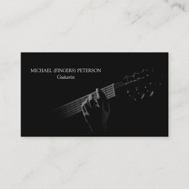 Carte De Visite Musicien guitariste acoustique (Devant)