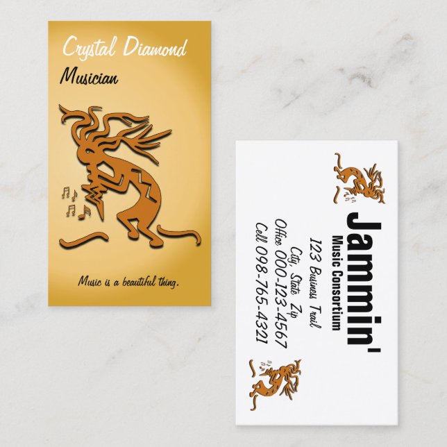 Carte De Visite Musicien Kokopelli (Devant / Derrière)