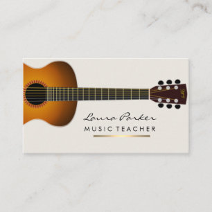 Carte De Visite Musicien Musique Enseignant Guitare instrument Or