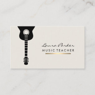 Carte De Visite Musicien Musique Enseignant Guitare instrument Or