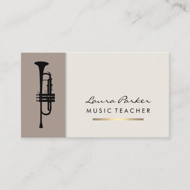 Carte De Visite Musicien Musique Enseignant Trumpet instrument Or (Devant)
