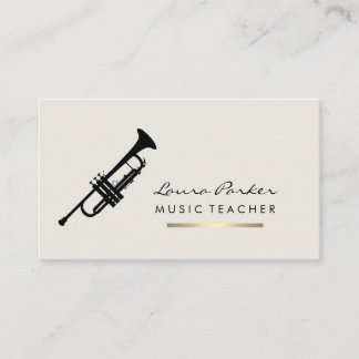 Carte De Visite Musicien Musique Enseignant Trumpet Instrument Or