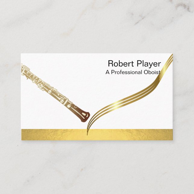 Carte De Visite Musicien Oboist Player Musique Gold Oboe Waves (Devant)