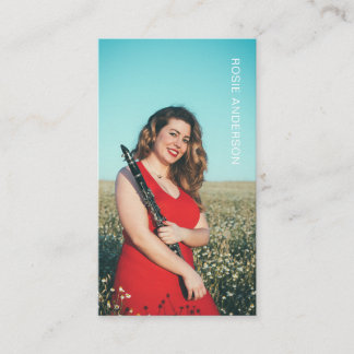 Carte De Visite Musicien photo personnalisé QR Code rose