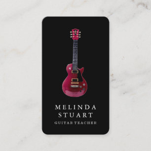 Carte De Visite Musicien Professeur de Guitare Chic Minimaliste Mo