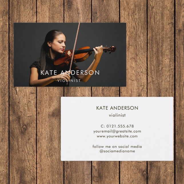 Carte De Visite Musicien professionnel de la photo violoniste mini (Créateur téléchargé)