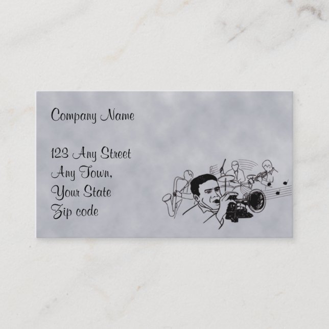 Carte De Visite Musiciens JAZZ sur arrière - plan gris (Devant)