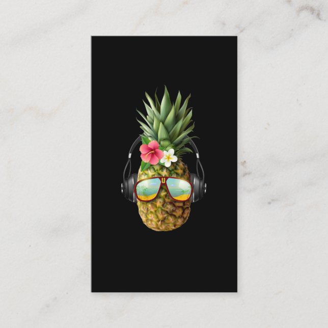 Carte De Visite Musique Ananas Lunettes de soleil casque Aloha Haw (Devant)