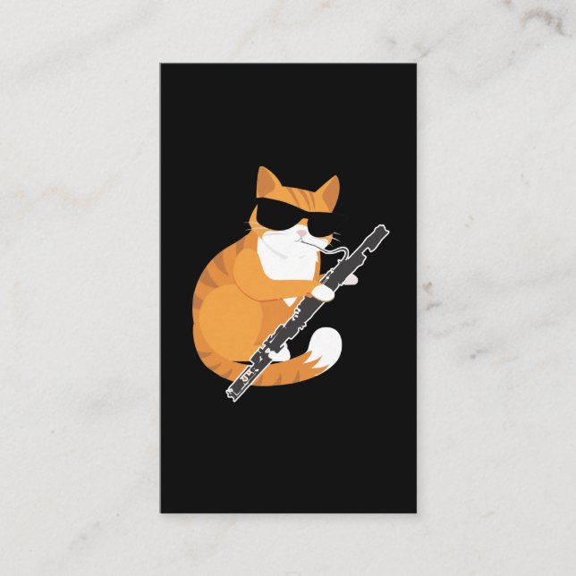 Carte De Visite Musique Cat Sunglasses Bassoonist Museo Bassoon (Devant)