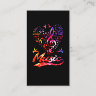 Carte De Visite Musique colorée basse Clef Oiseau Amoureux Notes m
