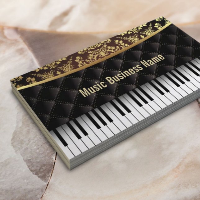 Carte De Visite Musique Diamond Motif de luxe leçons de piano (Créateur téléchargé)