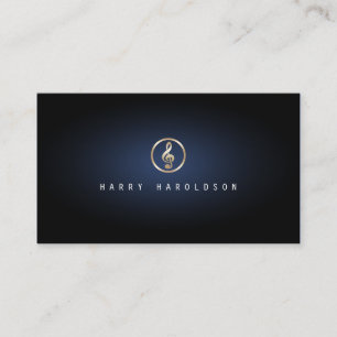 Carte De Visite Musique Enseignant Treble Clef Icon Blue Glow Musi