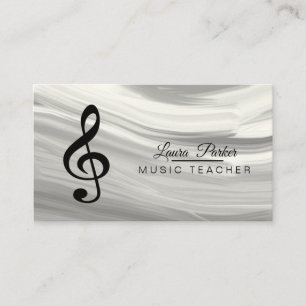 Carte De Visite Musique Enseignant Treble Note Silver Sound Waves