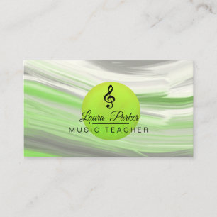 Carte De Visite Musique Enseignant Treize Note Vert Aquarelle vagu