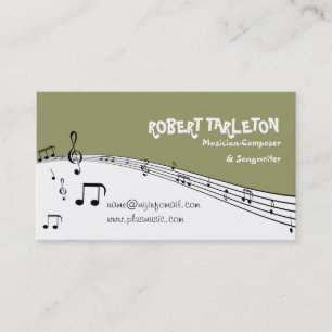 Carte De Visite Musique musicale pentagramme Olive vert, noir, bla
