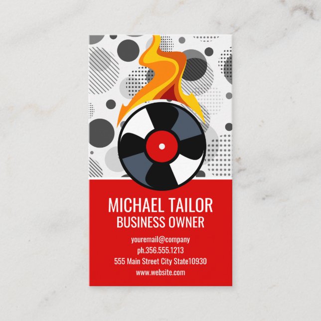 Carte De Visite Musique Vinyl Flame (Devant)