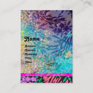 Carte De Visite MYRTLE MONOGRAM, bleu turquase rose fuchsia or