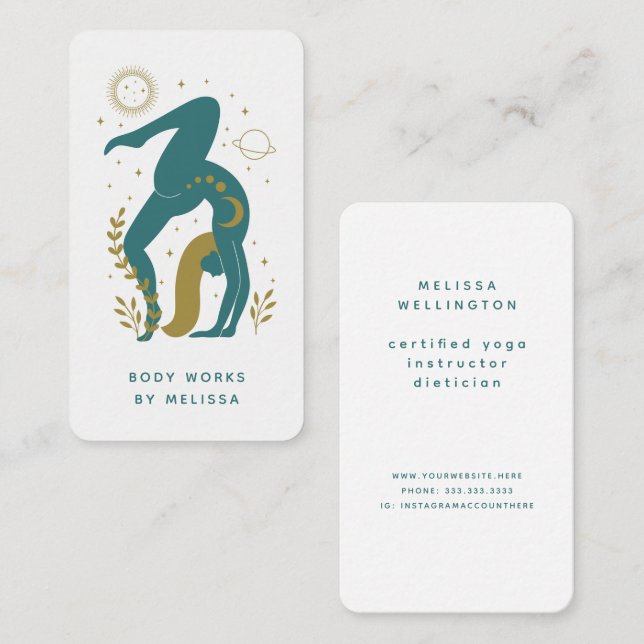 Carte De Visite Mystical Boho Holistic Yoga Wellness Enseignant Bu (Devant / Derrière)