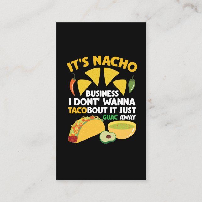 Carte De Visite Nacho Taco Guacamole Dip Restauration rapide Cinco (Devant)
