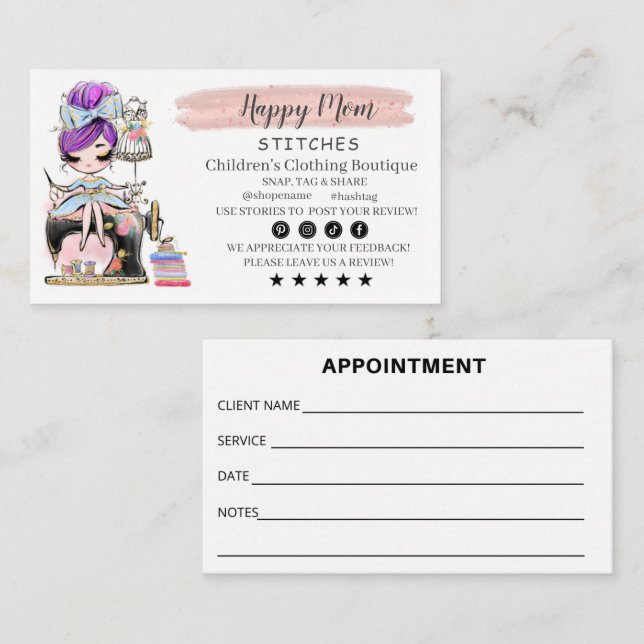 Carte De Visite Nähen der Visitenkartenfashion-Designer (Devant / Derrière)