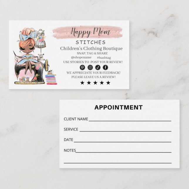 Carte De Visite Nähen der Visitenkartenfashion-Designer (Devant / Derrière)