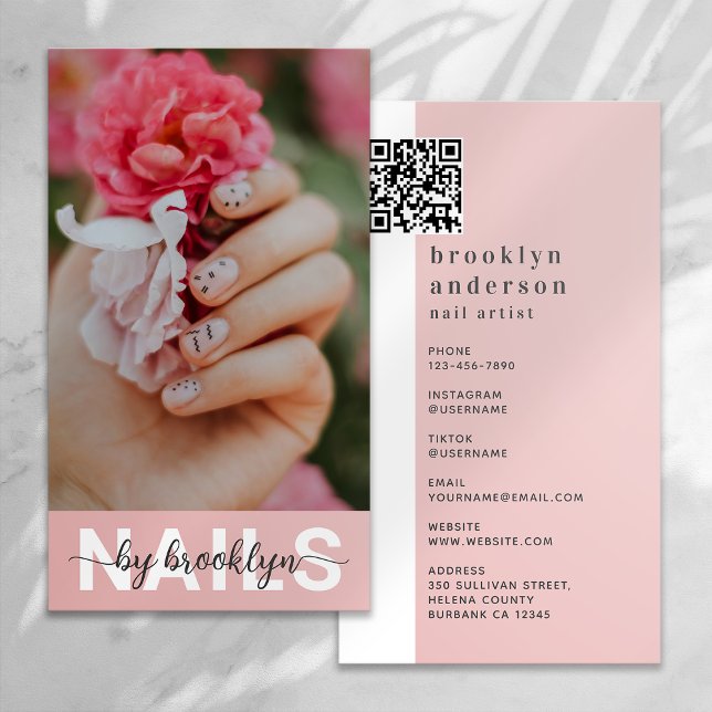 Carte De Visite Nail Artiste photo Code QR (Créateur téléchargé)