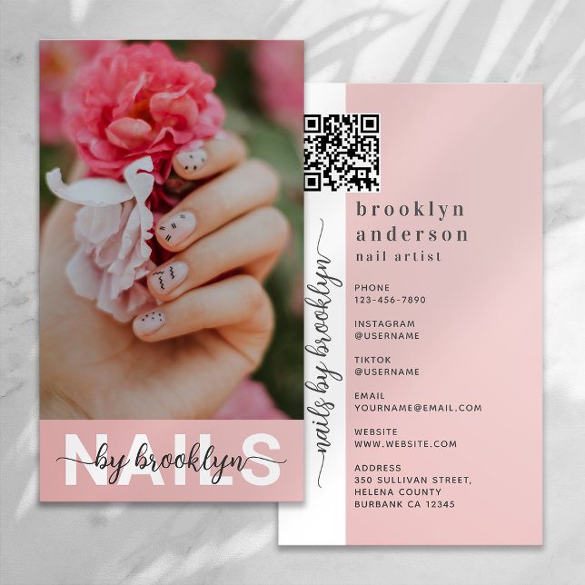 Carte De Visite Nail Artiste photo Code QR (Créateur téléchargé)