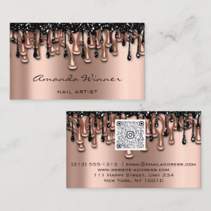 Carte De Visite Nail Studio Drives Rose QR Code Logo Wax Body Care