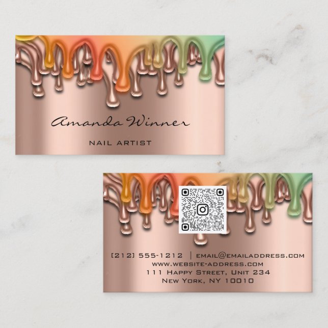 Carte De Visite Nail Studio Drives Rose QR Logo Wax Body Care (Devant / Derrière)