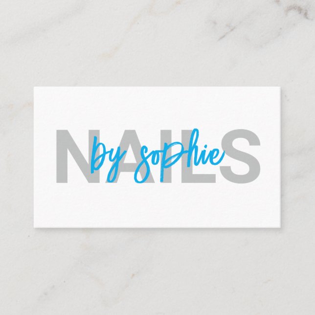 Carte De Visite Nail Tech bleu blanc (Devant)