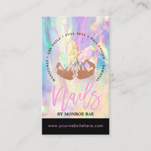 Carte De Visite Nail Tech Crystal Holographic Nail Shop Business C