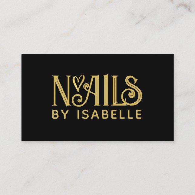 Carte De Visite Nail Tech Nail Art Gold Logo Noir (Devant)