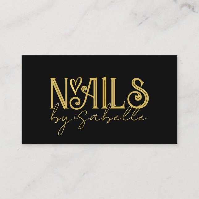 Carte De Visite Nail Tech Nail Art Noir (Devant)