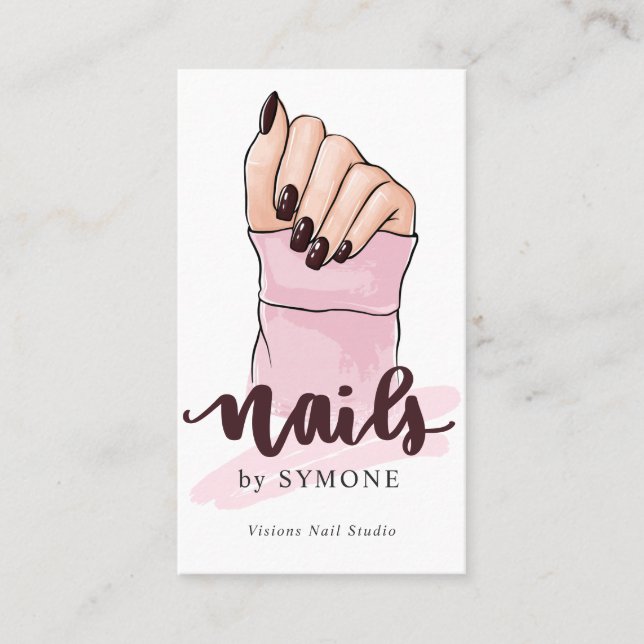 Carte De Visite Nail Tech Nail Artiste Beauté Salon Blush Pink Bus (Devant)