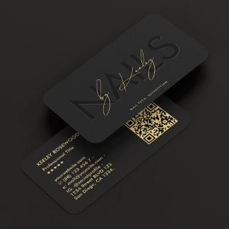 Carte De Visite Nail Tech Nail Artiste Manicuriste Noir moderne