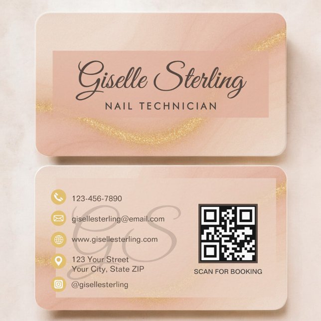 Carte De Visite Nail Tech Neutral Terracotta QR Code (Créateur téléchargé)