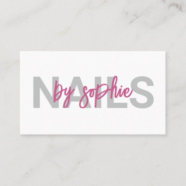 Carte De Visite Nail Tech rose blanc (Devant)
