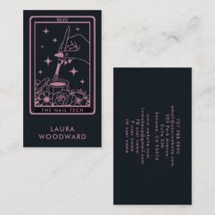 Carte De Visite Nail Tech Tarot Card Thème rose Noir